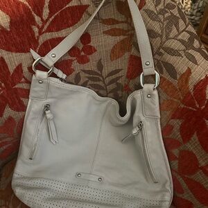 B. Makowsky Gray Hobo Bag with Soft Leather and Relaxed Shape